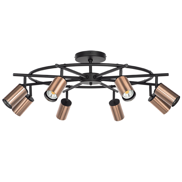 LR718308 Люстра RULLO 8х50W GU10 ЧЕРНЫЙ/МЕДЬ (571718+214430-8)