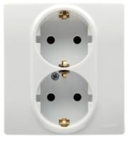 Legrand Etika Бел 2-я Розетка с/з со шторками  авт. клем.