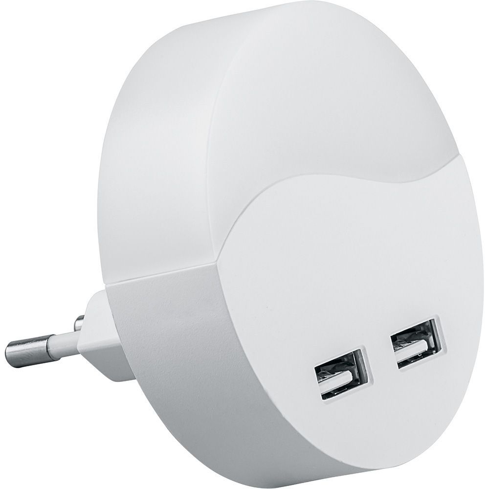 Светильник ночник Feron c 2мя USB выходами, FN1122 0,5W 230V, белый FERON FN1122