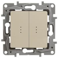 Legrand Etika Сл.кость Переключатель 2-клавишный с подсветкой  10А  авт. клем