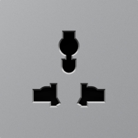 Накладка для  розетки мультистандарт, со шторками 16A 250 В~, матовый серый, серия A07