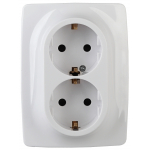 12-2106-01 ЭРА Розетка 2X2P+E Schuko, 16A-250В, IP20, Эра12, белый (10/100/1600)