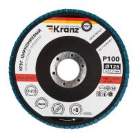 Круг лепестковый торцевой, циркониевый, P100, 125х22,2мм INOX KRANZ