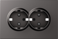 Накладка для розетки 2-й с заземлением, со шторками 16A 250 В~, матовый титан, серия S08