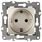 12-2102-04 ЭРА Розетка 2P+E Schuko со шторками, 16A-250В, IP20, Эра12, шампань (10/100/2800)