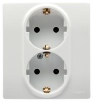 Legrand Etika Бел Двойная розетка с/з  винт. клем.