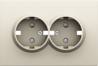 Накладка для розетки 2-й с заземлением, со шторками 16A 250 В~, слоновая кость, серия S08