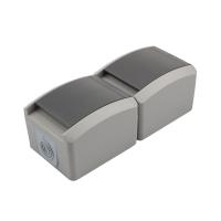 Блок вертикальный 2 розетки (керамика) INDUSTRIAL IP54 с заземлением, о/у, серый KRANZ