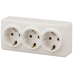 11-2208-02 ЭРА Розетка 3х2P+E Schuko, 16A-250В, IP20, ОУ, Эра Эксперт, сл.кость (6/60/1200)
