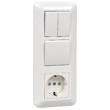 BLANCA С/У БЛОК: РОЗЕТКА с зазем.+ ВЫКЛ.1-клав.+ ВЫКЛ 2-клав, БЕЛЫЙ,розн.уп.Рос