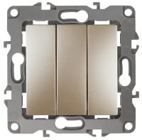 12-1107-04 ЭРА Выключатель тройной, 10АХ-250В, IP20, Эра12, шампань (10/100/3200)