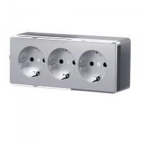 W5073106/ Розетка тройная с заземлением и шторками Gallant (серебряный)