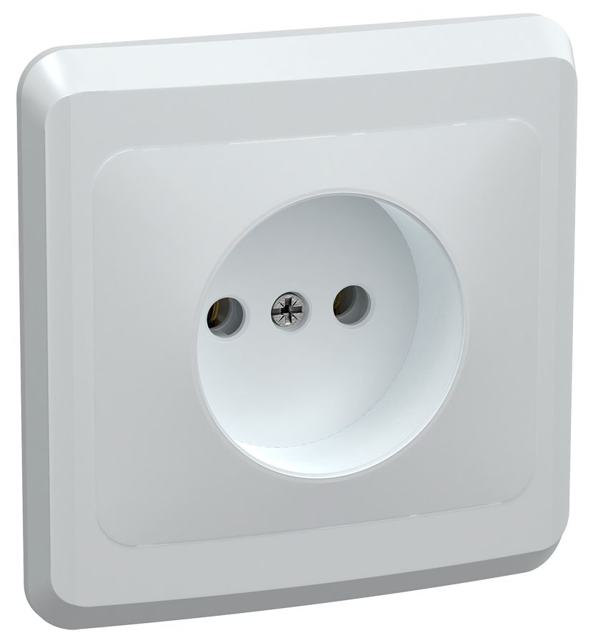 Розетка 1-местная РС10-2-ВБ без заземляющего контакта без защитной шторки 10А ВЕГА белый IEK