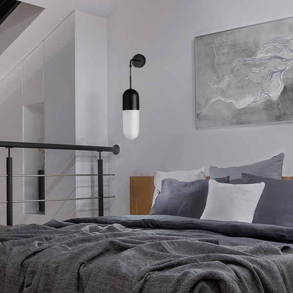 690617 Бра RAMO 1х40W E27 ЧЕРНЫЙ МАТОВЫЙ/БЕЛЫЙ