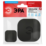 90777  Звонок дверной ЭРА BIONIC Black беспроводной черный 36 мелодий (в пакете)