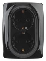 12-2106-06 ЭРА Розетка 2X2P+E Schuko, 16A-250В, IP20, Эра12, чёрный (10/100/1600)