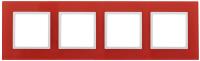 14-5104-23 ЭРА Рамка на 4 поста, стекло, Эра Elegance, красный+бел (5/25/900)