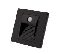 DK1020-BK Светильник встраиваемый в стену c датчиком движения и освещенности, IP 20, LED 3000, 1 Вт, черный, пластик