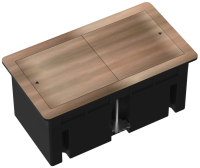 Настольный встраиваемый розеточный блок, сдвижные крышки, красная медь, 4 мод. (2 мод. 45х45)