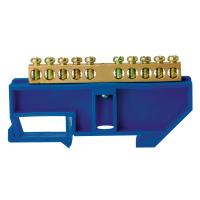 Шина нулевая TS-0609C 6х9 10 отверстий на DIN-изоляторе синяя ЭНЕРГИЯ