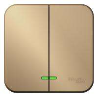 BLANCA О/У 2-клавишный ВЫКЛЮЧАТЕЛЬ (сх.5) с подсв.ИЗОЛ.ПЛ,10А,250В, ТИТАН