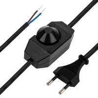 Сетевой шнур с диммером, 2х0,75 мм², 2 м черный REXANT