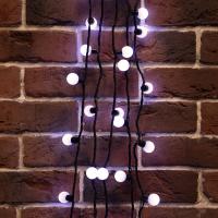 Гирлянда Мультишарики Ø23 мм, 10 м, 80 LED БЕЛЫЙ, черный ПВХ, IP65, постоянное свечение, 230В соединяется NEON-NIGHT