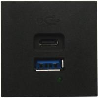USB зарядное устройство, 4.2A , 65W, Type A + C, 2 мод., черн. матовая (45х45мм)