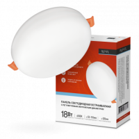 Панель сд встр безрам RLP-FL 18Вт 230В 6500К 1620Лм 120мм с рег. монтаж. 50-110мм белая IP20 IN HOME