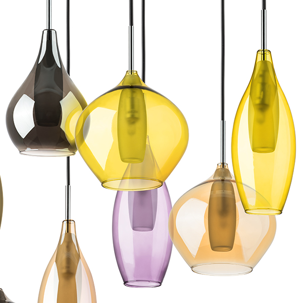 803125 Подвес PENTOLA 12x25W G9 chrome/amber, smoky, olive, plum