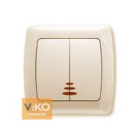 90562050 Выключатель 2-кл с подсветкой крем VIKO Carmen