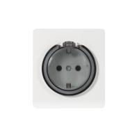 Розетка ROUND 1-ая с/з с/у, со шторками и крышкой 16А перламутр KRANZ