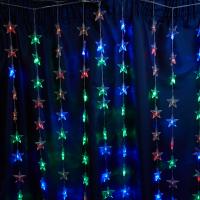 Светодиодная гирлянда Feron CL25 занавес Звездочки 2*1м  + 3м мультиколор с контроллером, статичная, c питанием от сети 230V, прозрачный шнур