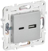 SKANDY Розетка USB A+C 18Вт SK-R13S серебряный IEK