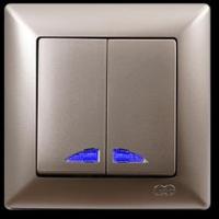 VS2825104 Выкл. 2-клав. с подсв. бежевый металлик