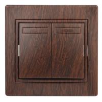 1-104-10 Intro Выключатель двойной, 10А-250В, IP20, СУ, Plano, венге (10/200/2400)