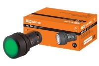 Кнопка SB7-CWL3365 с фиксацией, 1НО+1НЗ, d22 мм, 220 В LED, зеленая, IP54 TDM