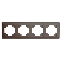 Рамка STEKKER, PFR00-7004-04 4-местная, пластик, серия Катрин, шоколад