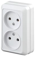 2-203-01 Intro Розетка 2х2P, 16А-250В, IP20, ОУ, Quadro, белый (10/100/3200)