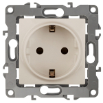 12-2102-02 ЭРА Розетка 2P+E Schuko со шторками, 16A-250В, IP20, Эра12, слоновая кость (10/100/2800)
