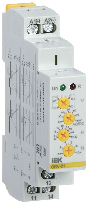 Реле контроля напряжения ORV с блокировкой однофазное 24-48В AC/DC IEK
