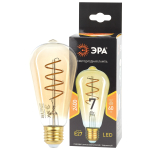 Лампочка светодиодная ЭРА F-LED ST64-7W-824-E27 spiral gold E27 / Е27 7Вт филамент золотистый теплый белый свет