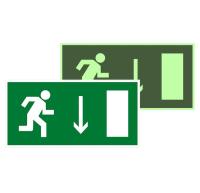 Знак наклейка E09 "Указатель двери эвакуационного выхода (правосторонний)" (150x300) фотолюминесцентный ГОСТ 12.4.026-2015 EKF PROxima