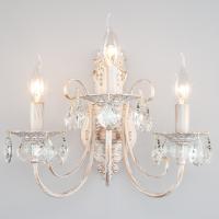 Настенный светильник с хрусталем 3305/3  белый с золотом