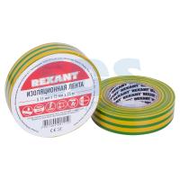 Изолента 15мм х 25м желто-зеленая REXANT (5шт/уп)
