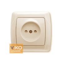 90562043 Розетка 1-я  со шторками крем VIKO Carmen