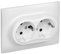 SKANDY Розетка 2-местная с заземлением с защитными шторками 16А в сборе SK-R07W арктический белый IEK