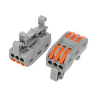 Клемма СМК 222-423D проходная 3-полюсная, с креплением на DIN-рейку (0,08-4 мм²) серая (50 шт./уп.) REXANT