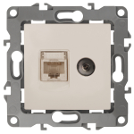 12-3110-02 ЭРА Розетка комбинированная RJ45+TV, IP20, Эра12, слоновая кость (10/100/3200)