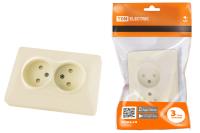 Розетка двойная 2П с защ. шт. 10А 250В сл. кость "Ильмень" TDM